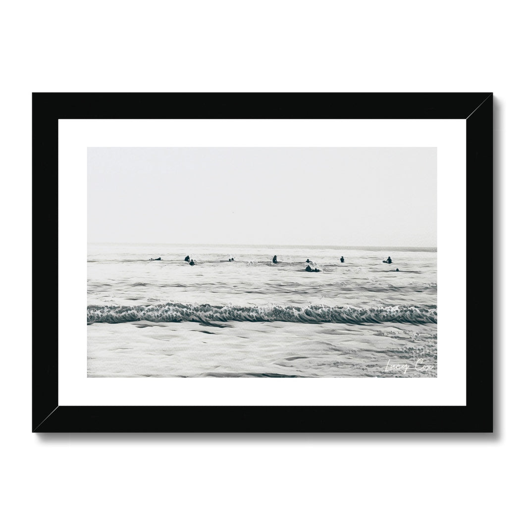 Black Rock Surfers - B&W Collection Framed Print