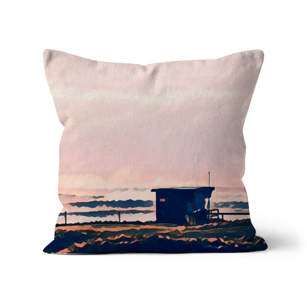 Lifeguard Hut Sunset - Crooklets Cushion