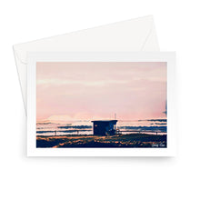 Load image into Gallery viewer, Lifeguard Hut Sunset - Crooklets Greeting Card
