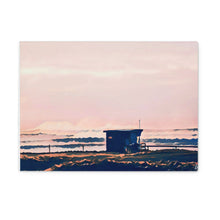 Load image into Gallery viewer, Lifeguard Hut Sunset - Crooklets Glass Chopping Board
